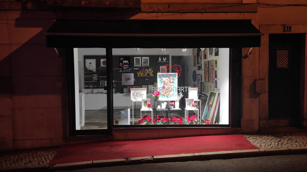 Christmas window display at night