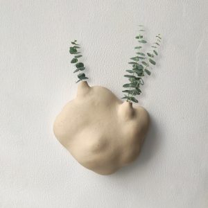 Ceramic cloud with plants on a wall