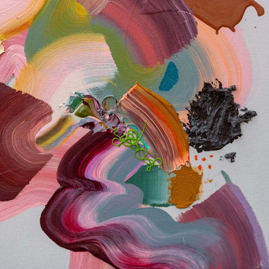 Colorful abstract painting by Sara Atrouni detail.